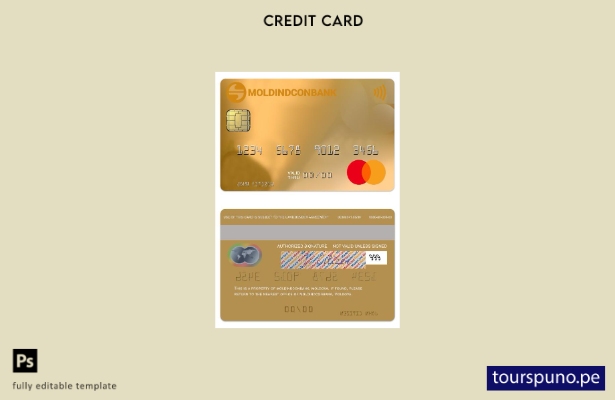 listo para imprimir Plantilla de Mastercard de crédito dorado de Moldavia Moldin
